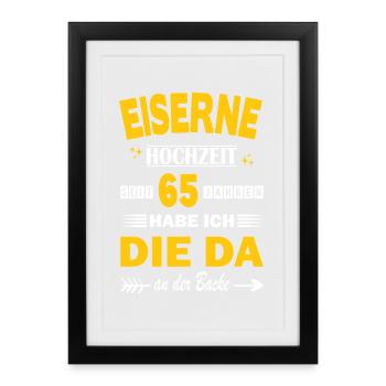 65 ans de mariage Anniversaire de mariage Fer à repasser - Affiche encadrée (27 × 37 cm) - noir - Devant