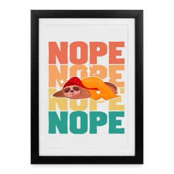  Sloth Nope - Framed poster (27 × 37 cm) - black - Front