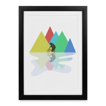 Bear Riding A Bike - Framed poster (27 × 37 cm) - black - Front