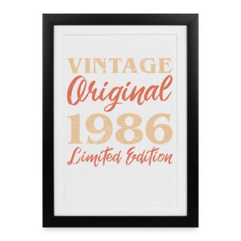 Vintage Original 1986 Limited Edition Anniversaire - Affiche encadrée (27 × 37 cm) - noir - Devant