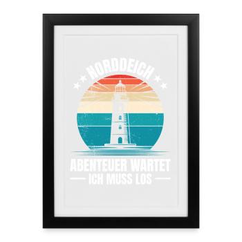 Vacances en mer du Nord L’AVENTURE DU NORDDEICH VOUS ATTEND - Affiche encadrée (27 × 37 cm) - noir - Devant