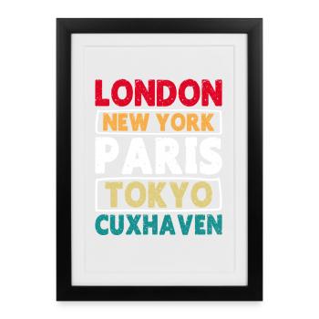 Mer du Nord LONDRES NEW YORK PARIS TOKYO CUXHAVEN - Affiche encadrée (27 × 37 cm) - noir - Devant
