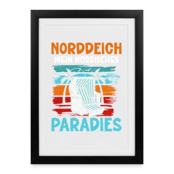Mer du Nord DIGUE DU NORD MON PARADIS NORDIQUE Drôle - Affiche encadrée (27 × 37 cm) - noir - Devant