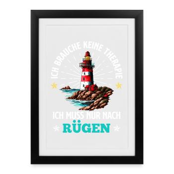 Baltic Sea NEED NO THERAPY NEED ONLY RÜGEN - Framed poster (27 × 37 cm) - black - Front