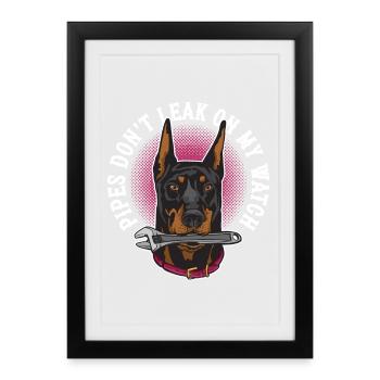 Les tuyaux de poseur de tuyaux ne fuient pas sous ma surveillance - Affiche encadrée (27 × 37 cm) - noir - Devant