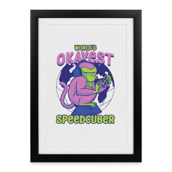 Speedcubing Speed Cube Worlds Speedcuber le plus correct - Affiche encadrée (27 × 37 cm) - noir - Devant