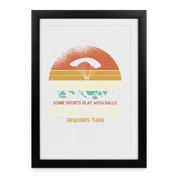 Motif du parapente au coucher du soleil - Affiche encadrée (27 × 37 cm) - noir - Devant