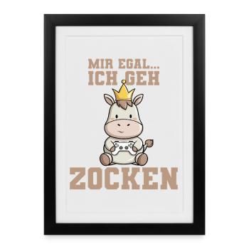 Je m’en fiche, je vais jouer - Affiche encadrée (27 × 37 cm) - noir - Devant