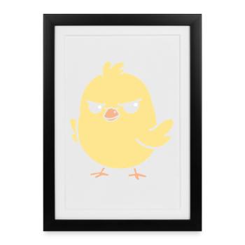 Poussin tenace jaune - Affiche encadrée (27 × 37 cm) - noir - Devant