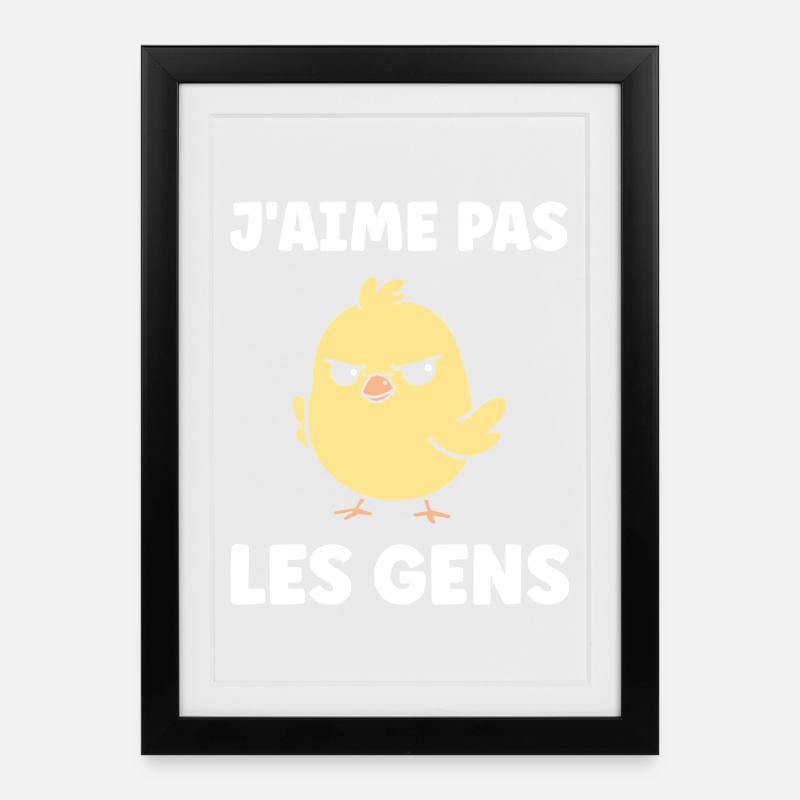 J'aime pas les gens - Affiche encadrée (27 × 37 cm) - noir