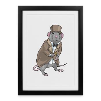 Bague de mariage Rat Groom - Affiche encadrée (27 × 37 cm) - noir - Devant