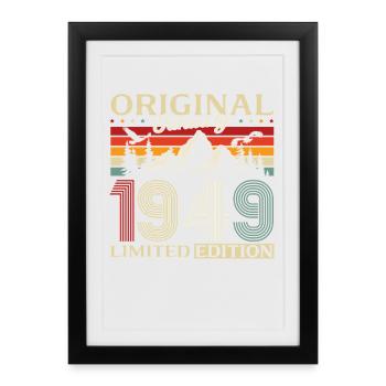 77e anniversaire Original janvier Né en 1949 - Affiche encadrée (27 × 37 cm) - noir - Devant