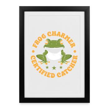 Frog Catcher Charmer Grenouille certifiée - Affiche encadrée (27 × 37 cm) - noir - Devant