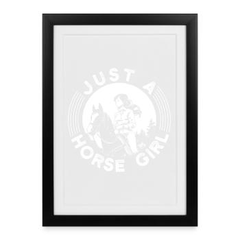 Cavalier de loisir, petite fille à cheval anglaise, équitation anglaise - Affiche encadrée (27 × 37 cm) - noir - Devant