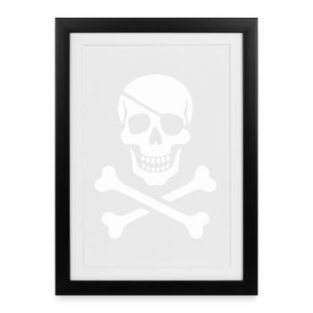 Skull and bones cross design - Framed poster (27 × 37 cm) - black - Front
