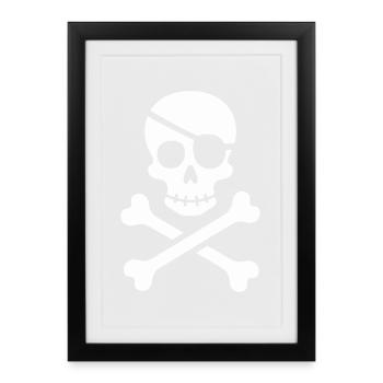 Classic Jolly Roger Pirate Skull - Framed poster (27 × 37 cm) - black - Front