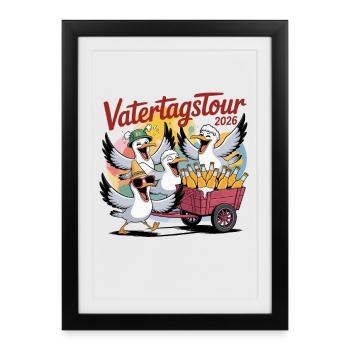 Father's Day Tour 2026 Funny Seagulls with Handcarts - Framed poster (27 × 37 cm) - black - Front