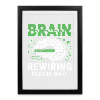 Redémarrage du cerveau Veuillez patienter - Affiche encadrée (27 × 37 cm) - noir - Devant