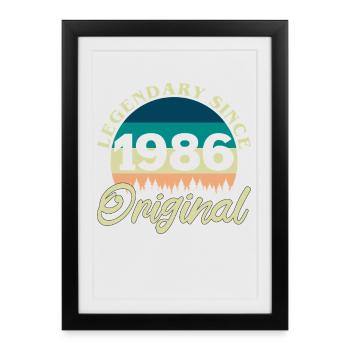 1986 Vintage Rétro Original Cadeau d'anniversaire - Affiche encadrée (27 × 37 cm) - noir - Devant