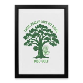 Les arbres adorent vraiment mes disques disc golf disque drôle - Affiche encadrée (27 × 37 cm) - noir - Devant