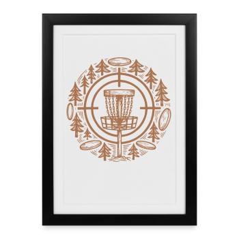 Disc Golf Basket Flying Disc Golfing Forest Scene - Framed poster (27 × 37 cm) - black - Front