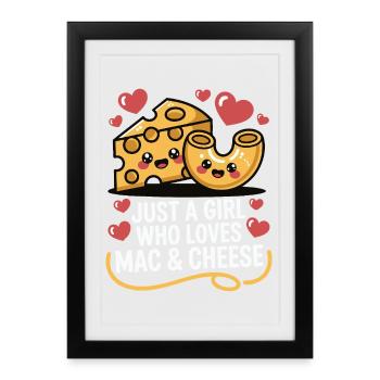 Amateur de macaroni au fromage - Kawaii Design - Affiche encadrée (27 × 37 cm) - noir - Devant