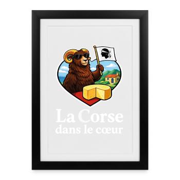 La Corse dans le Cœur Mouflon Fromage - Affiche encadrée (27 × 37 cm) - noir - Devant