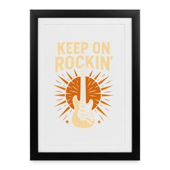 Continue de rocker, guitare rockfan - Affiche encadrée (27 × 37 cm) - noir - Devant