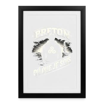 Breton wherever I am Brittany Triskel - Framed poster (27 × 37 cm) - black - Front