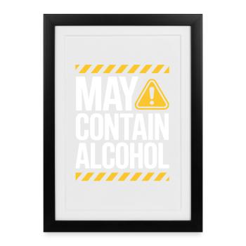 May Contain Alcohol Alkohol Mallorca Saufen JGA - Framed poster (27 × 37 cm) - black - Front
