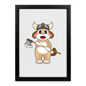 Hache Viking de chien - Affiche encadrée (27 × 37 cm) - noir - Devant