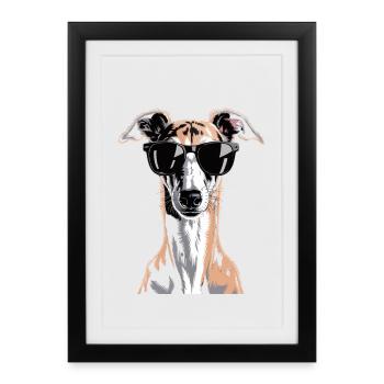 Lévrier Windhund - Affiche encadrée (27 × 37 cm) - noir - Devant