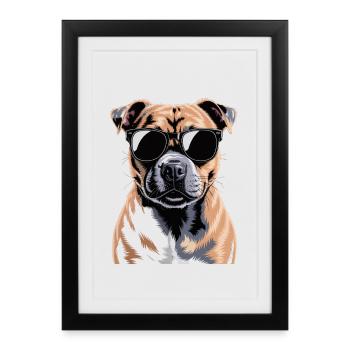 Staffordshire Bull Terrier - Affiche encadrée (27 × 37 cm) - noir - Devant