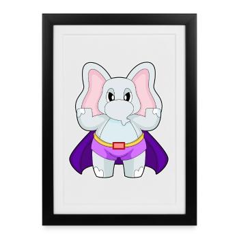Elephant Superhero Cloak - Framed poster (27 × 37 cm) - black - Front