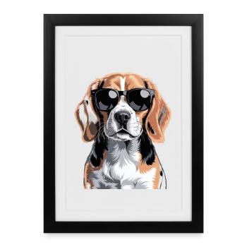 Beagle - Affiche encadrée (27 × 37 cm) - noir - Devant