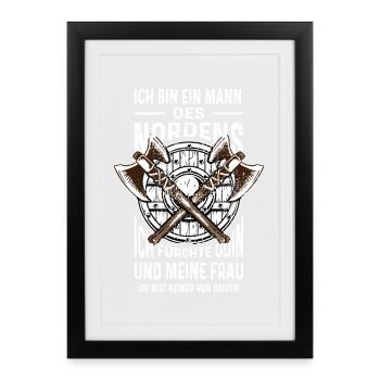 Ich Bin Ein Mann Des Nordens Wikinger Geschenk - Gerahmtes Poster (27 × 37 cm) - Schwarz - Vorne
