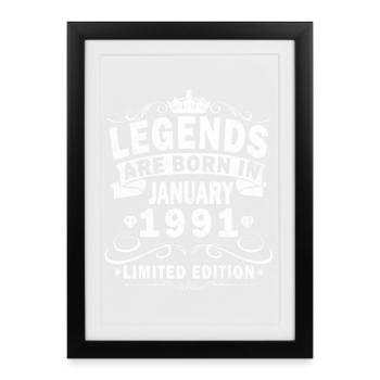 Légende du 35e anniversaire janvier 1991 - Affiche encadrée (27 × 37 cm) - noir - Devant