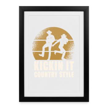 Le pays des cow-boys donne des coups de pied - Affiche encadrée (27 × 37 cm) - noir - Devant