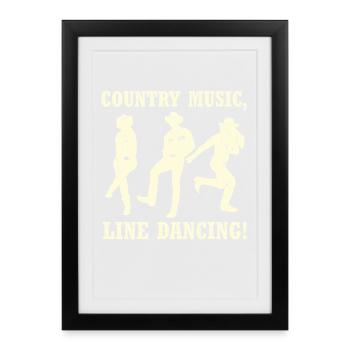 Silhouettes de danse country en ligne - Affiche encadrée (27 × 37 cm) - noir - Devant