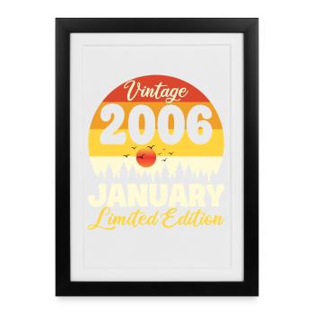 Vintage Janvier 2006 Anniversaire 2006 Rétro  - Affiche encadrée (27 × 37 cm) - noir - Devant
