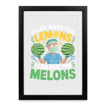 Melon Doctor Humor Print - Framed poster (27 × 37 cm) - black - Front