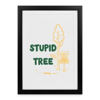 Arbre stupide Disc Golfeur drôle Frisbee Golf - Affiche encadrée (27 × 37 cm) - noir - Devant