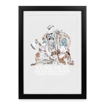 Viking Viking Legend Sailor Odin Raven Fighter - Framed poster (27 × 37 cm) - black - Front