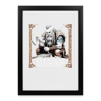 Légende viking viking marin Odin Raven Fighter - Affiche encadrée (27 × 37 cm) - noir - Devant