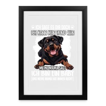 Porte-chien Rottweiler T pour Maman Rottweiler - Affiche encadrée (27 × 37 cm) - noir - Devant