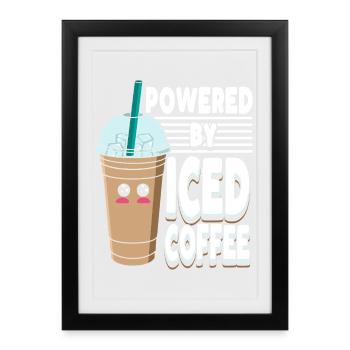 Graphique pastel de café glacé Kawaii mignon - Affiche encadrée (27 × 37 cm) - noir - Devant