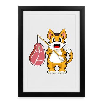 Tiger Angler Fishing Rod Fishing Rod - Framed poster (27 × 37 cm) - black - Front