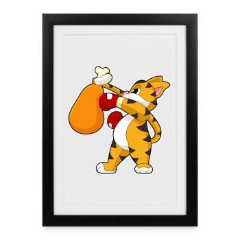 Tiger Boxer Boxsack Boxen - Gerahmtes Poster (27 × 37 cm) - Schwarz - Vorne