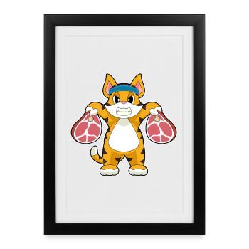Bodybuilder Tiger Bodybuilders Haltères Bodybuilding - Affiche encadrée (27 × 37 cm) - noir - Devant