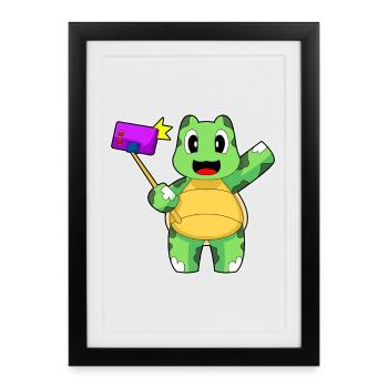Smartphone Tortue - Affiche encadrée (27 × 37 cm) - noir - Devant